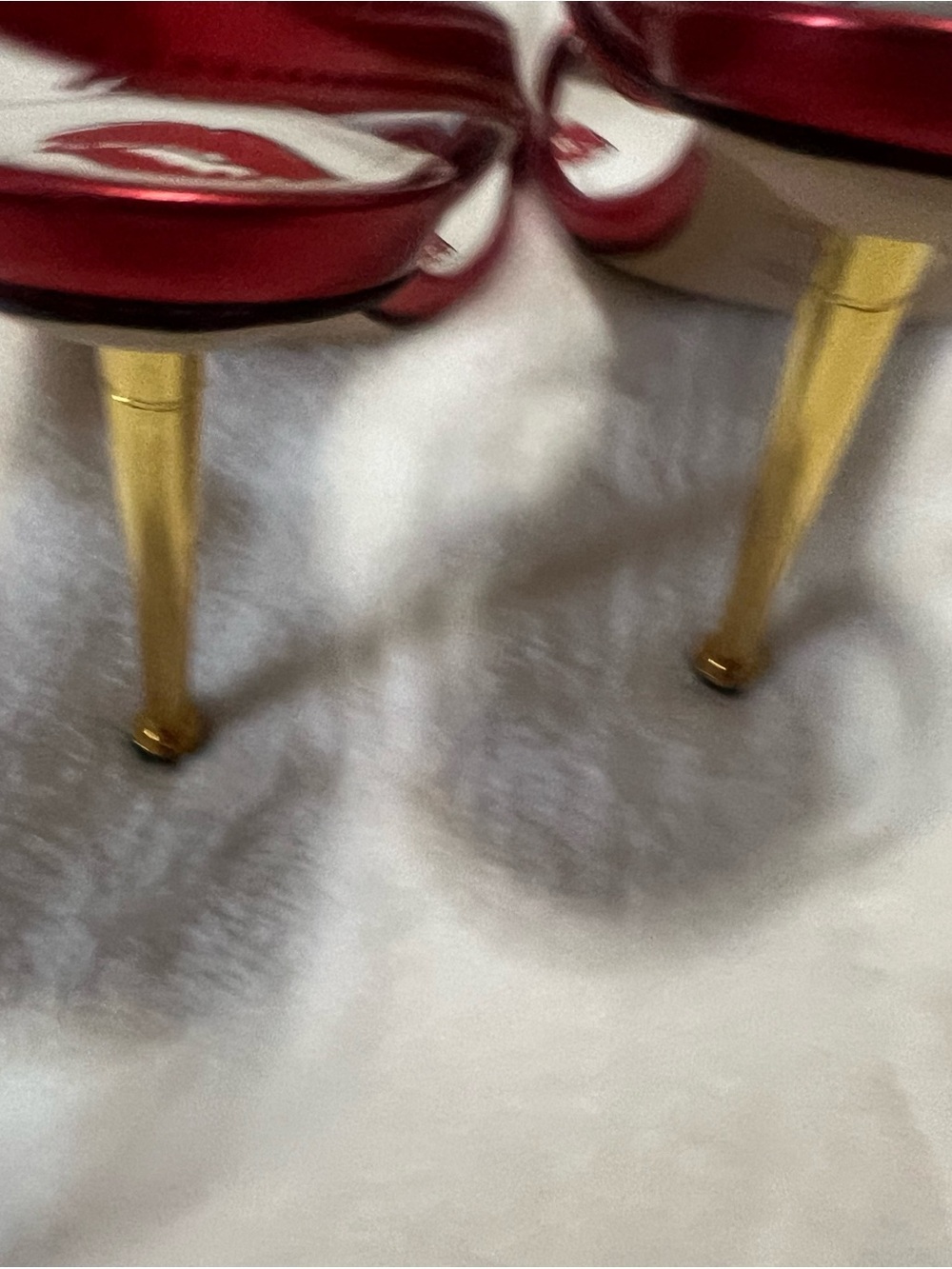 Nine West Red Patent Sandals with Gold Heels